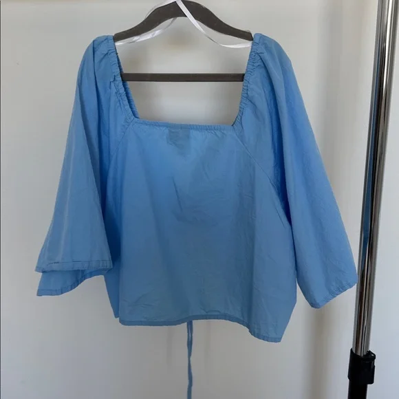 Pieces Light Blue Ruched Blouse Size M - Picture 3 of 4